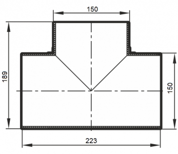 Тройник Т-образный ERA 15ТП d150 мм пластиковый