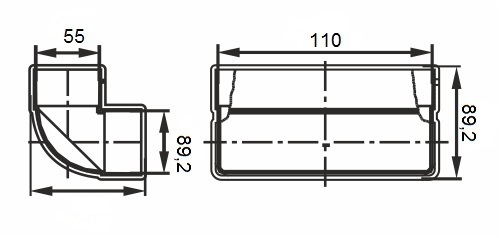 Колено вертикальное ERA 511КВП 110х55 мм пластиковое