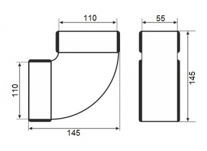 Колено горизонтальное ERA 511КГП 110х55 мм пластиковое