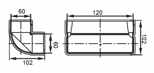 Колено вертикальное ERA 120х60 мм пластиковое