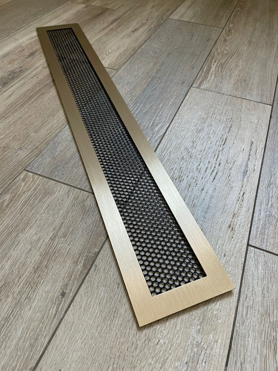 Латунная вентиляционная решётка шлифованная ЛР10 500х100