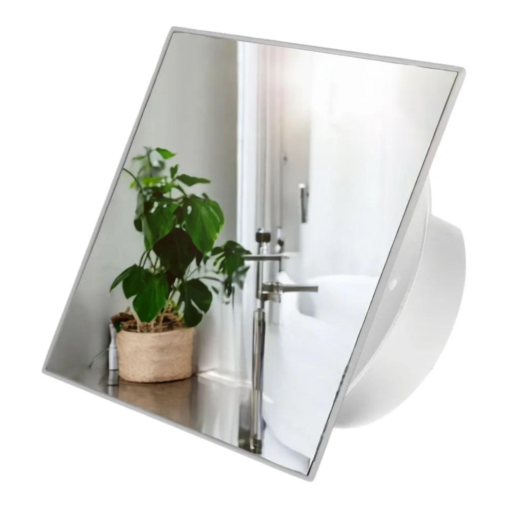 Вытяжной тонкий вентилятор SlimVent МV 100, металл квадрат нержавеющая сталь зеркальная