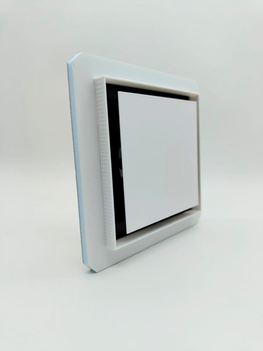 Теневой магнитный диффузор с вентилятором для потолков из гипсокартона квадрат 150x150/100 мм