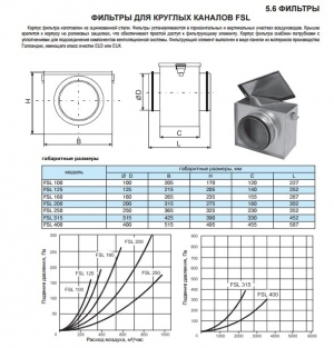Фильтр прямоугольный FSL d 250мм