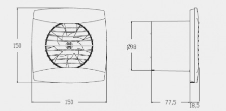 Вентилятор накладной Cata UC-10 Hygro Black (таймер, датчик влажности)