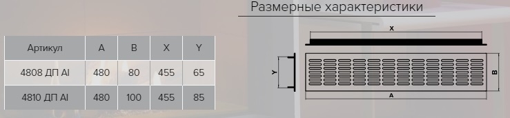 Решетка переточная алюминиевая с анодированным покрытием 480x80, Сhampagne 4808DP Al Сhampagne