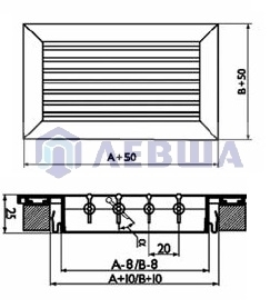 Решетка с горизонтальными жалюзи Diaflex RAG 200х150