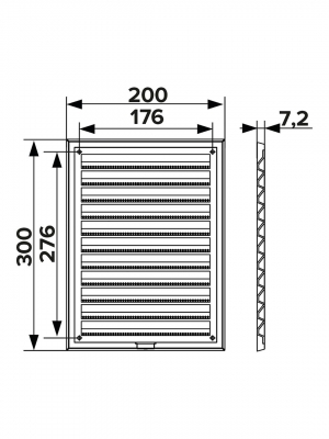 Решетка вентиляционная ERA 2030RZN 200х300х7.2мм