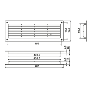 Решетка накладная 460х125 мм ZERNBERG МВ 450/2