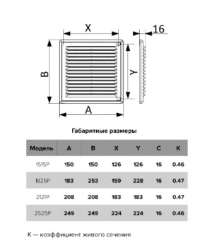 Решетка накладная ERA 1515Р 150х150 мм