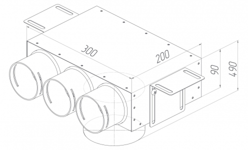 Provent VPSL 125/75x3 пленум потолочный круглый на 3 выхода (L=400 мм)