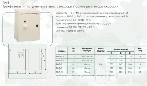 Регулятор скорости Soler & Palau RMT-5.0 трехфазный (5-ти ступенчатый)