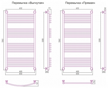 Полотенцесушитель водяной Сунержа Богема+ 1200x600