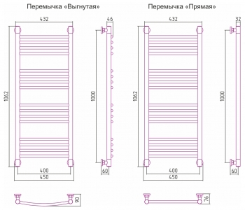 Полотенцесушитель водяной Сунержа Богема+ 1000x400