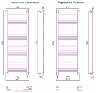 Полотенцесушитель водяной Сунержа Богема+ 1200x400