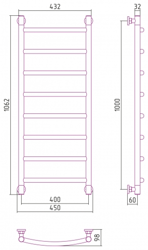 Водяной полотенцесушитель Сунержа Галант+ 1000x400