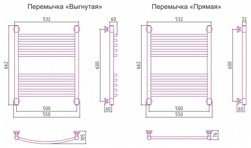 Полотенцесушитель водяной Сунержа Богема+ 600x500