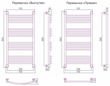 Полотенцесушитель водяной Сунержа Богема+ 1000x500