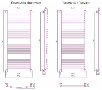 Полотенцесушитель водяной Сунержа Богема+ 1200x500