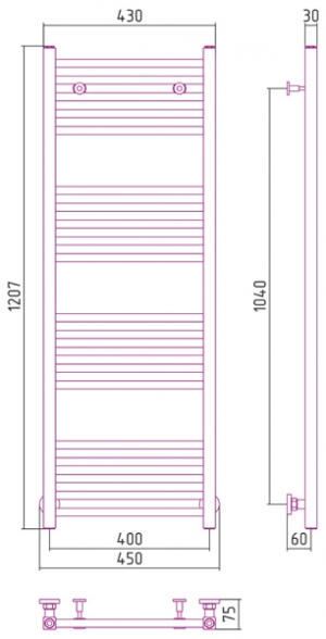 Полотенцесушитель водяной Сунержа Модус 1200x400