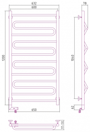 Полотенцесушитель электрический Сунержа Элегия 2.0 1200x600