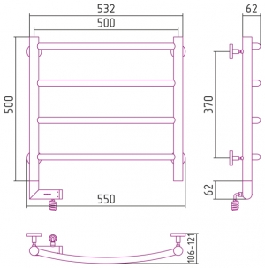 Полотенцесушитель электрический Сунержа Галант 2.0 500x500