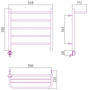 Полотенцесушитель электрический Стилье Формат №20 500x500