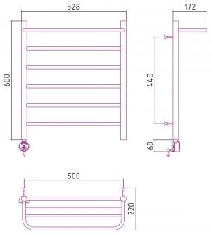 Полотенцесушитель электрический Стилье Формат №20 600x500