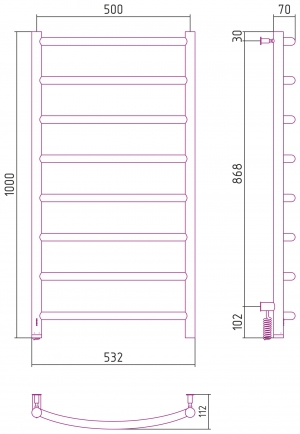 Полотенцесушитель электрический Сунержа Галант 4.0 1000x500