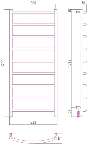 Полотенцесушитель электрический Сунержа Галант 4.0 1200x500