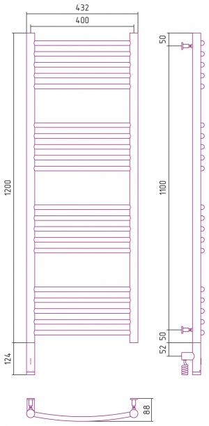 Полотенцесушитель электрический Сунержа Богема 3.0 1200x400