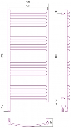 Полотенцесушитель электрический Сунержа Богема 3.0 1200x500