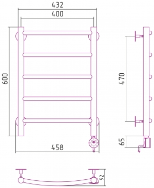 Полотенцесушитель электрический Стилье Формат №12 600x400