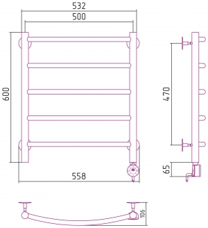 Полотенцесушитель электрический Стилье Формат №12 600x500