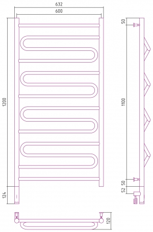 Полотенцесушитель электрический Сунержа Элегия 3.0 1200x600