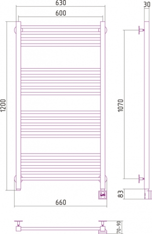 Полотенцесушитель электрический Сунержа Модус 1200x600