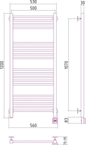 Полотенцесушитель электрический Сунержа Модус 1200x500