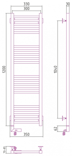 Полотенцесушитель электрический Сунержа Модус 2.0 1200x300