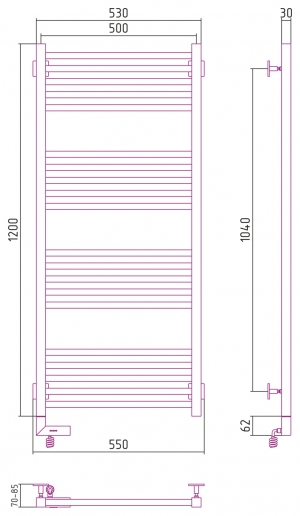 Полотенцесушитель электрический Сунержа Модус 2.0 1200x500