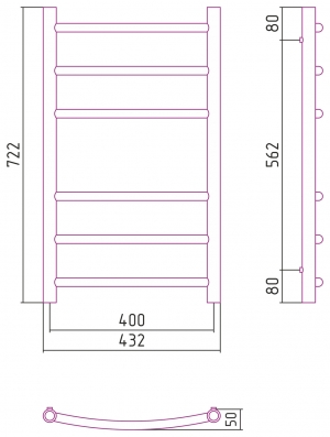 Полотенцесушитель комбинированный Сунержа Галант-ПРОФИ 800x400. 00-5100-8040