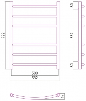 Полотенцесушитель комбинированный Сунержа Галант-ПРОФИ 800x500. 00-5100-8050