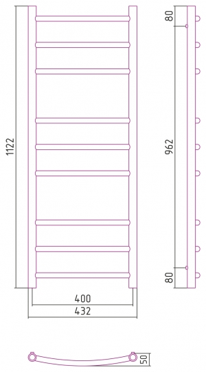 Полотенцесушитель комбинированный Сунержа Галант-ПРОФИ 1200x400. 00-5100-1240