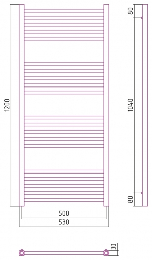 Полотенцесушитель комбинированный Сунержа Гусар-ПРОФИ 1200x500