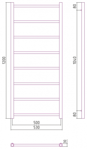 Полотенцесушитель комбинированный Сунержа Модус-ПРОФИ 1200x500. 00-5109-1250