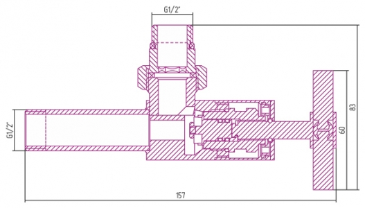 Вентиль угловой (крест) G 1/2" НР x G 1/2" НР