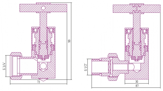 Вентиль 3D левый (крест) G 1/2" НР x G 3/4" НГ