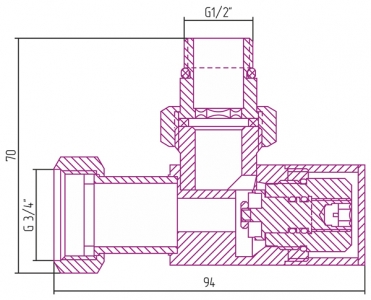 Вентиль угловой (под шестигранник) G 1/2" НР x G 3/4" НГ