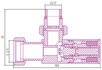 Вентиль угловой (цилиндр) G 1/2" НР x G 3/4" НГ