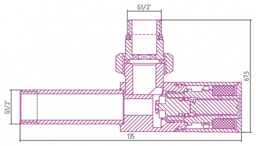 Вентиль угловой (цилиндр) G 1/2" НР x G 1/2" НР