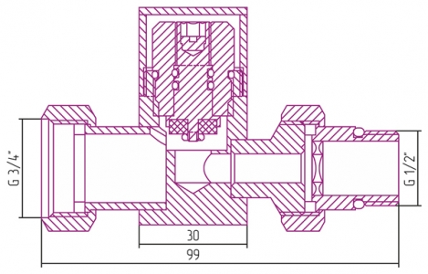 Вентиль прямой (под шестигранник) G 1/2" НР x G 3/4" НГ